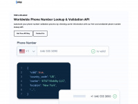 numlookupapi.com Webseite Vorschau