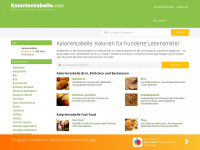 kalorientabelle.net Webseite Vorschau