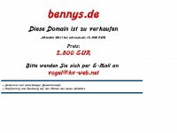 bennys.de Webseite Vorschau