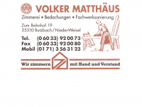 holzbau-matthaeus.de Webseite Vorschau