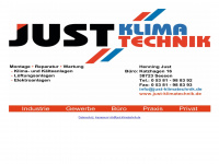just-klimatechnik.de Webseite Vorschau