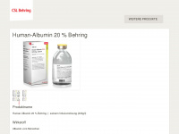 human-albumin-behring.de Webseite Vorschau