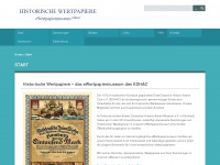 wertpapiermuseum.de Webseite Vorschau